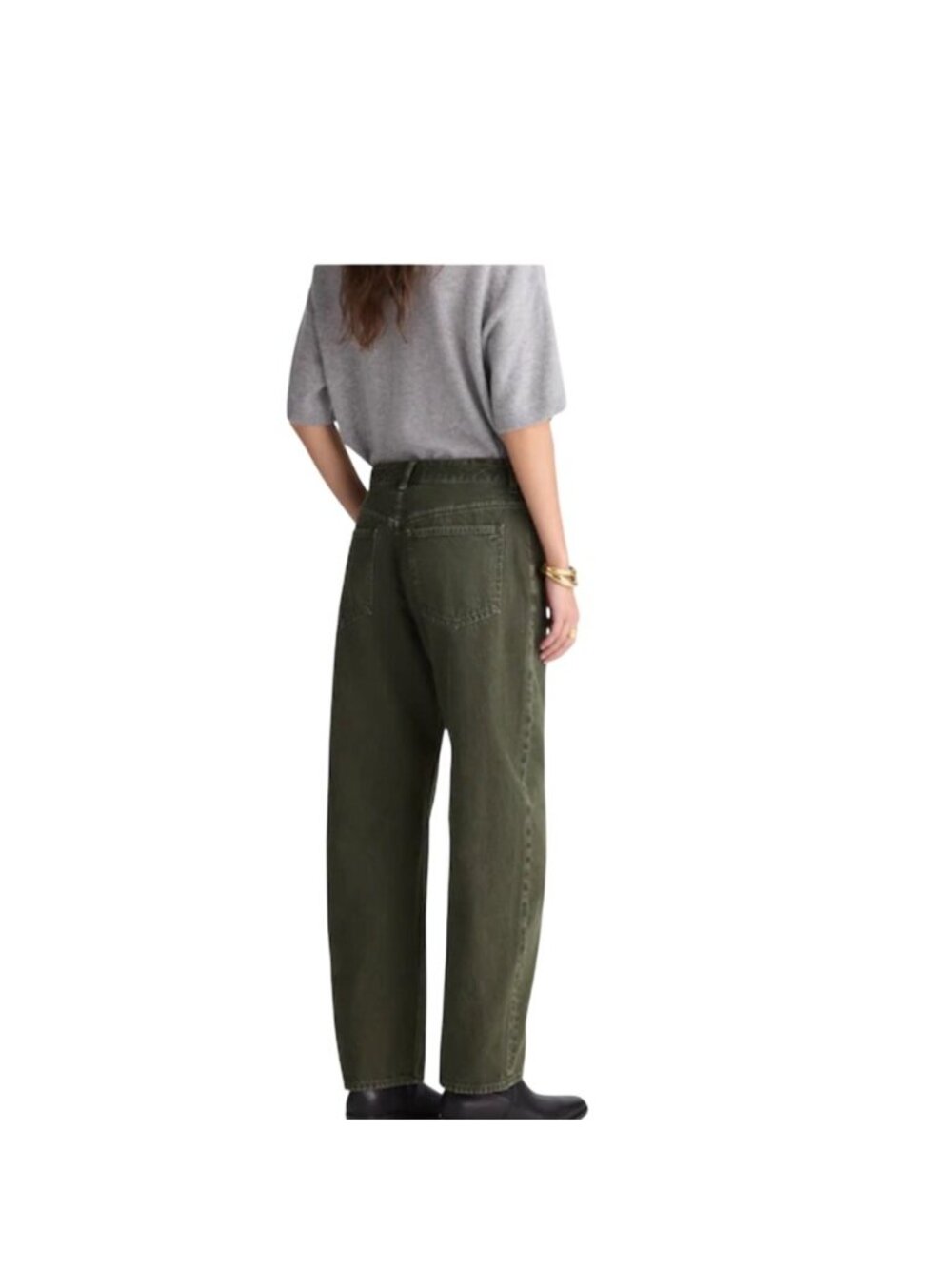 Madewell The Darted Barrel-Leg Jean Mossy Umber Oversized Fit Articulated Knee - Picture 3 of 11